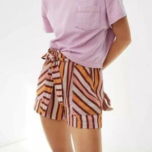 ANTHROPOLOGIE Women's High Waisted Belted Yarn Dye Pull On Shorts